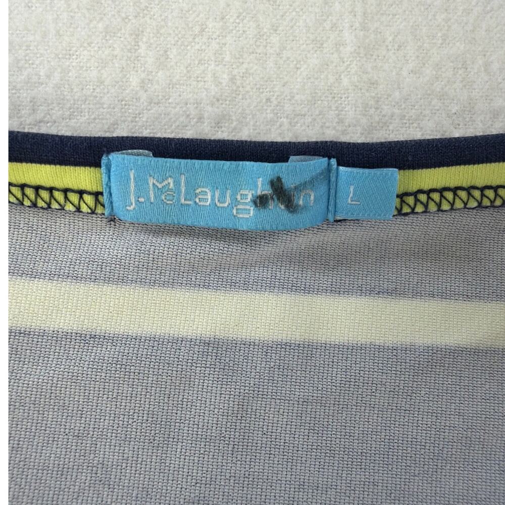 J McLaughlin Dress Large Catalina Cloth Lynn Henley Blue Yellow Stripe Stretch - Picture 3 of 8
